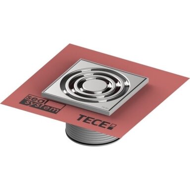 TECEdrainpoint S plastikinis grotelių rėmelis, 150 mm, su dekoratyvinėmis grotelėmis ir gamykloje priklijuota Seal System hidroizoliacinė tarpine