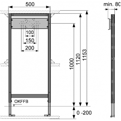 TECEprofil dušo modulis, montavimo aukštis	 1120 mm 2