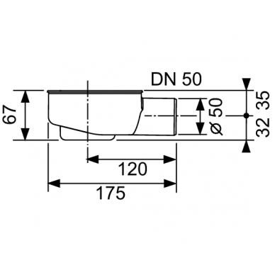 Žemas TECEdrainline sifonas, DN 50 horizontalus, pralaidumas - 0.7 l/s 2